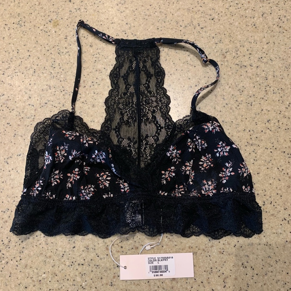 Eberjey Black Lace Bralette with Floral Detailing